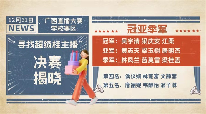 喜报：经济与管理学院学生在“寻找超级桂主播”斩获季军