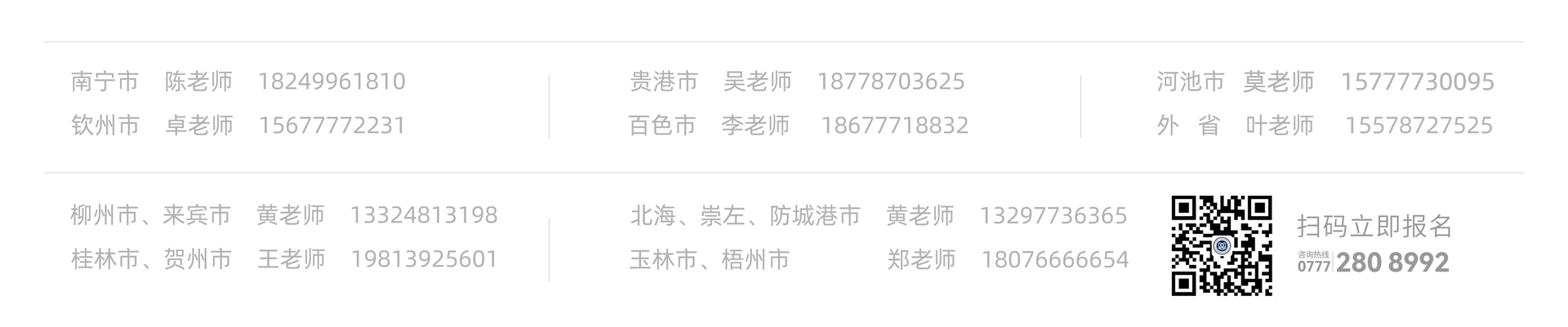 各地区招生老师联系方式